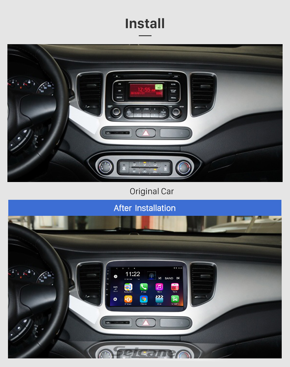 Seicane OEM 9 pulgadas Android 10.0 para 2014 2015 2016 2017 Kia Carens Radio Bluetooth HD Pantalla táctil Sistema de navegación GPS compatible con Carplay DAB + OBD2