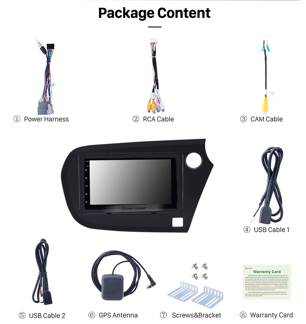 Seicane 2009-2016 Honda Insight RHD 7 pouces Android 10.0 Autoradio Navigation GPS avec écran tactile HD Bluetooth FM Wifi Commande au volant Prise en charge du lien miroir DVR Caméra de recul Module OBD2 Seicane 2009-2016 Honda Insight RHD 7 pouces Android 10.0 Autoradio Navigation GPS avec écran tactile HD Bluetooth FM Wifi Commande au volant Prise en charge du lien miroir DVR Caméra de recul Module OBD2