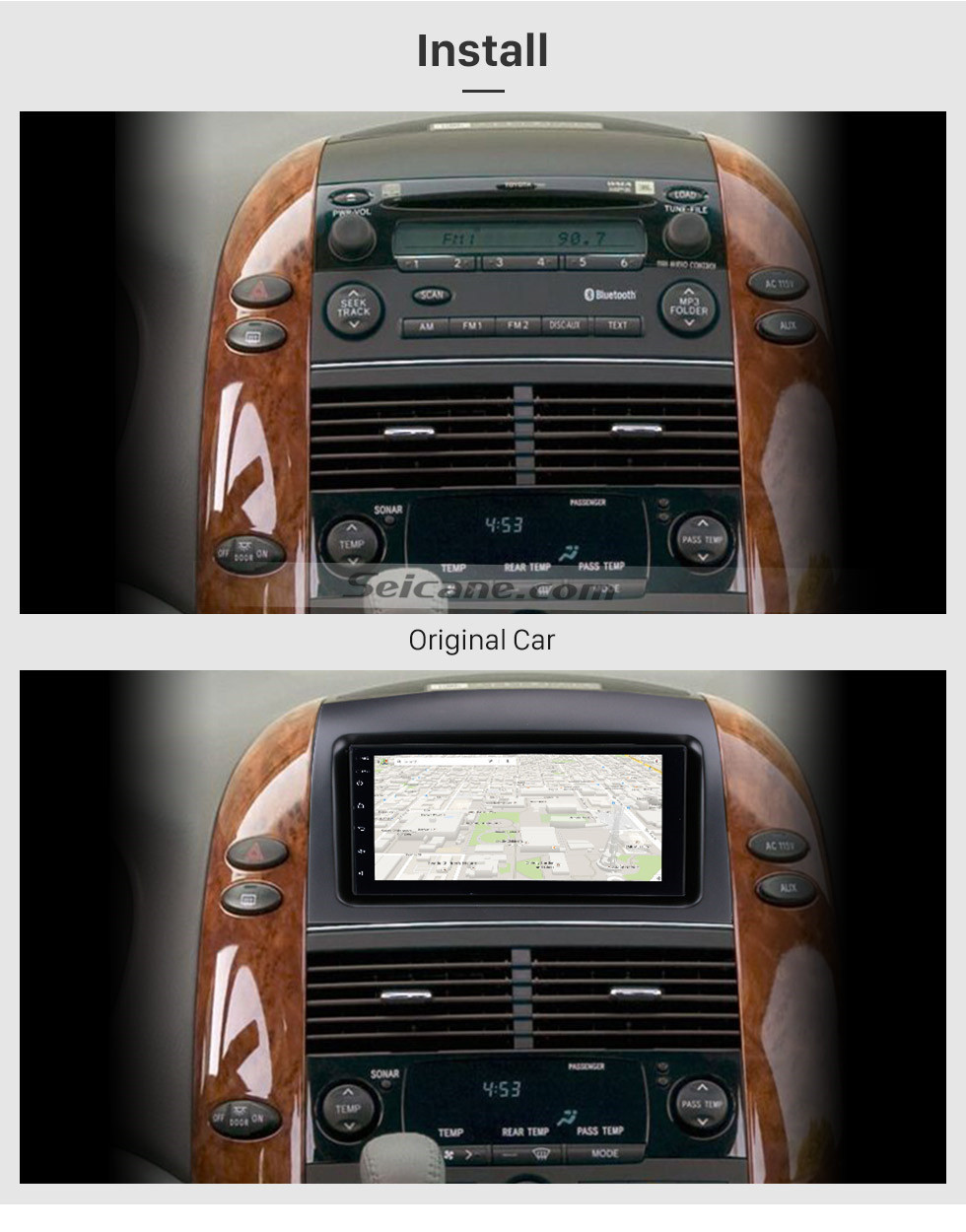 Seicane Android 10.0 7 pouces HD écran tactile 2 Din radio appui tête pour 2004-2010 Toyota Sienna système de navigation GPS Bluetooth téléphone WIFI soutien 1080P vidéo USB contrôle de volant caméra de recul