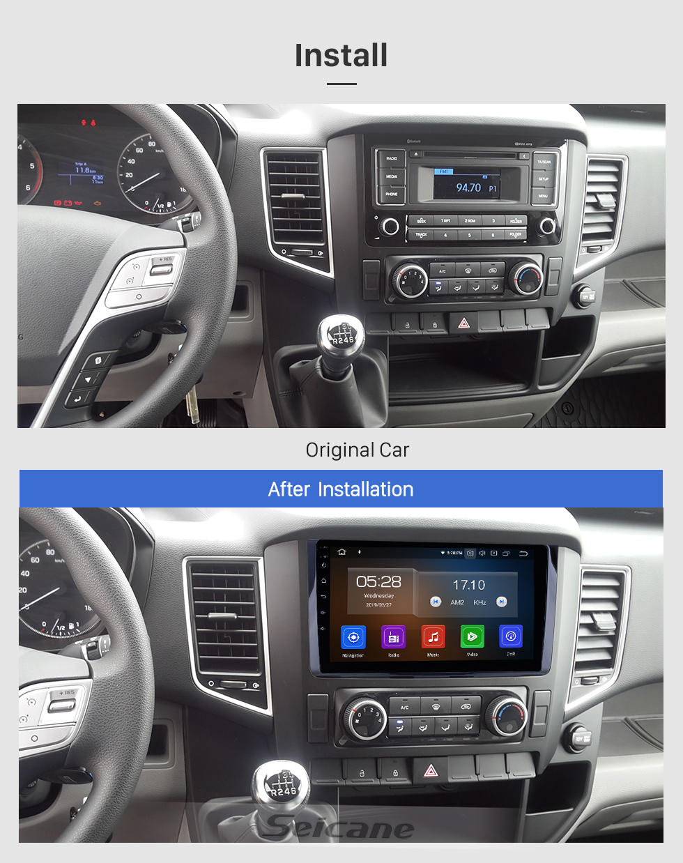 Seicane Pour 2016 Hyundai H350 Radio 9 pouces Android 10.0 HD Système de navigation GPS à écran tactile avec prise en charge Bluetooth Carplay OBD2