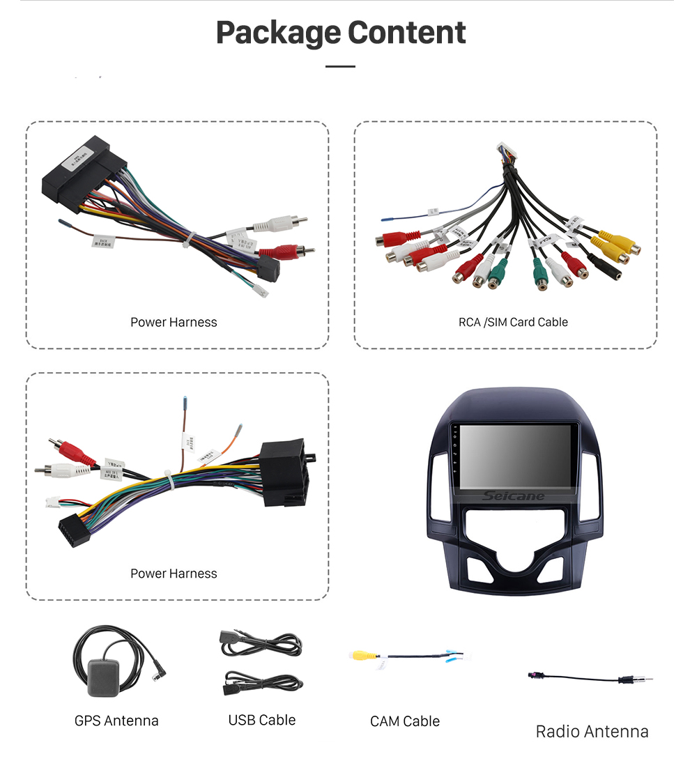 Seicane Android 10.0 9 pulgadas para 2008 2009 2010 2011 Hyundai i30 LHD Auto A / C Radio HD Pantalla táctil Sistema de navegación GPS con soporte Bluetooth Carplay DVR