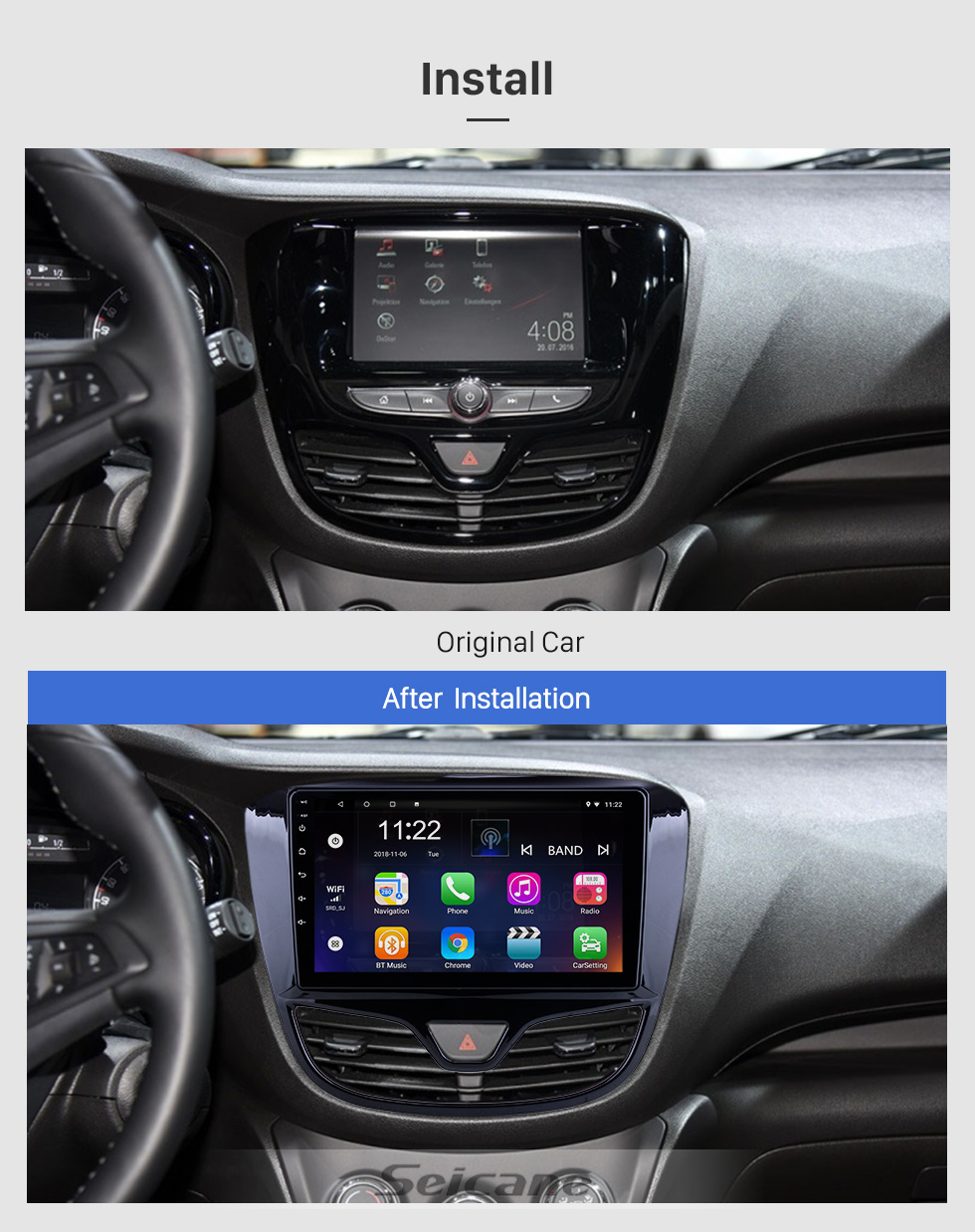 Seicane 9-дюймовый Android 10.0 для 2017 Opel Karl / Vinfast Радио GPS навигационная система с сенсорным экраном HD USB Поддержка Bluetooth DAB + Carplay