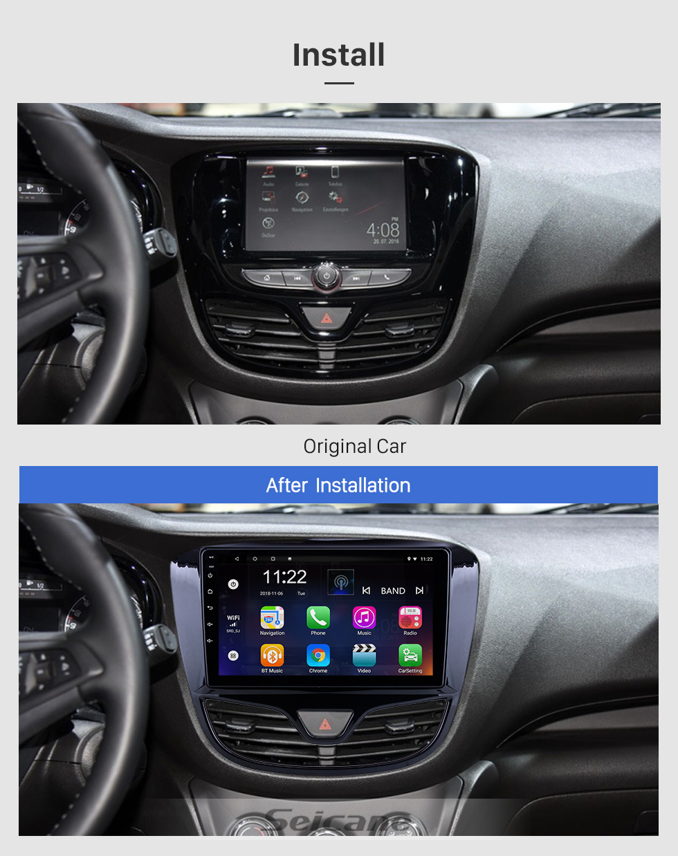 Seicane 9 polegadas Android 10.0 para 2017 Opel Karl / Vinfast Rádio Sistema de Navegação GPS Com HD Touchscreen USB suporte Bluetooth DAB + Carplay