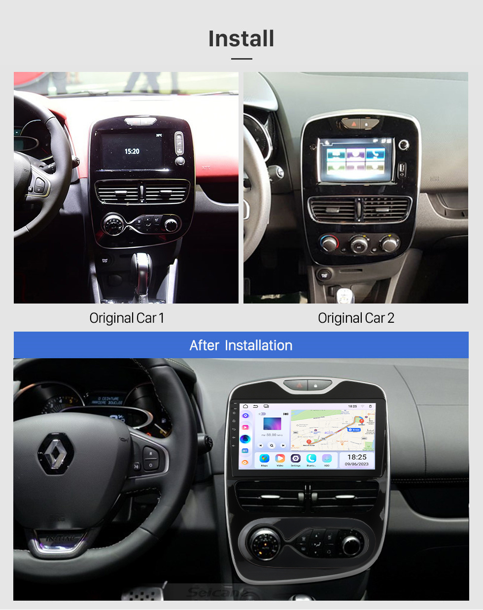 Seicane For 2017 Renault Clio Radio 10.1 inch Android 13.0 HD Touchscreen GPS Navigation System with Bluetooth support Carplay OBD2 Seicane For 2017 Renault Clio Radio 10.1 inch Android 13.0 HD Touchscreen GPS Navigation System with Bluetooth support Carplay OBD2
