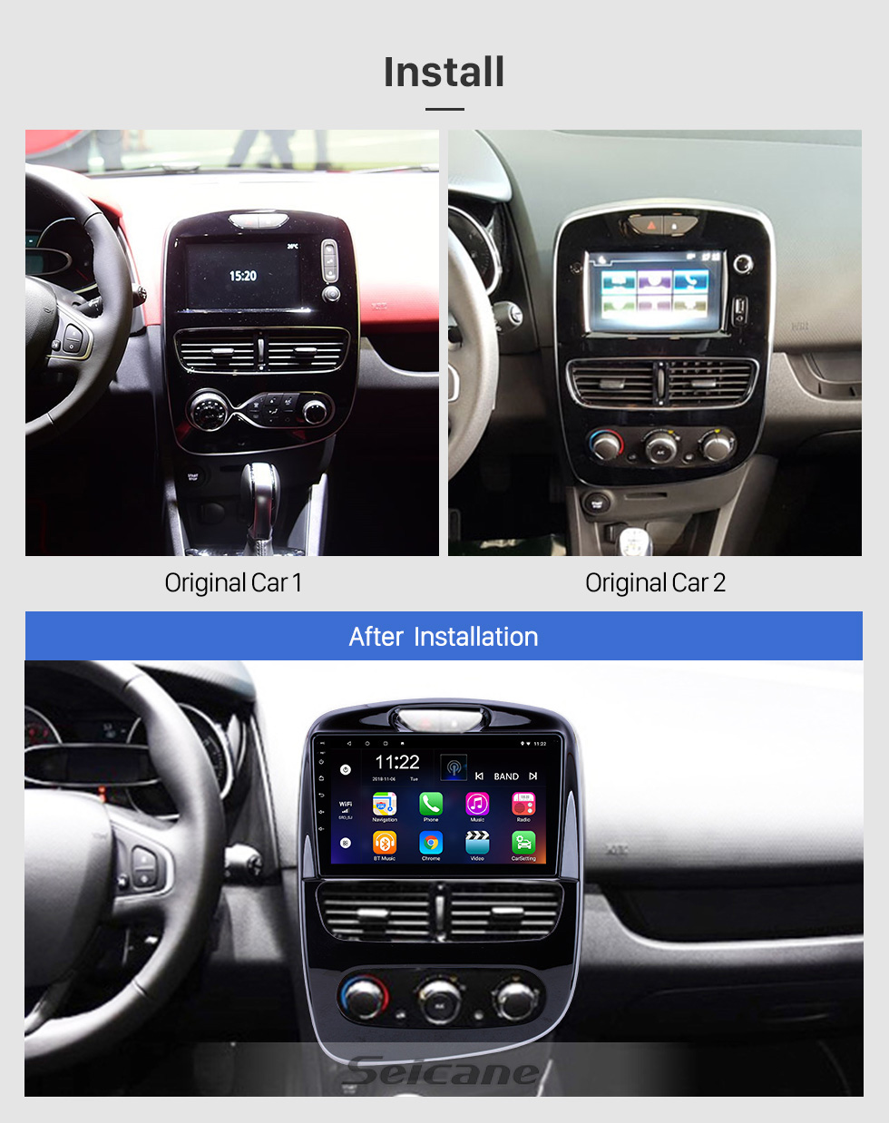 Seicane Для 2017 Renault Clio Radio 9 дюймов Android 10.0 HD с сенсорным экраном GPS-навигатор с поддержкой Bluetooth Carplay OBD2