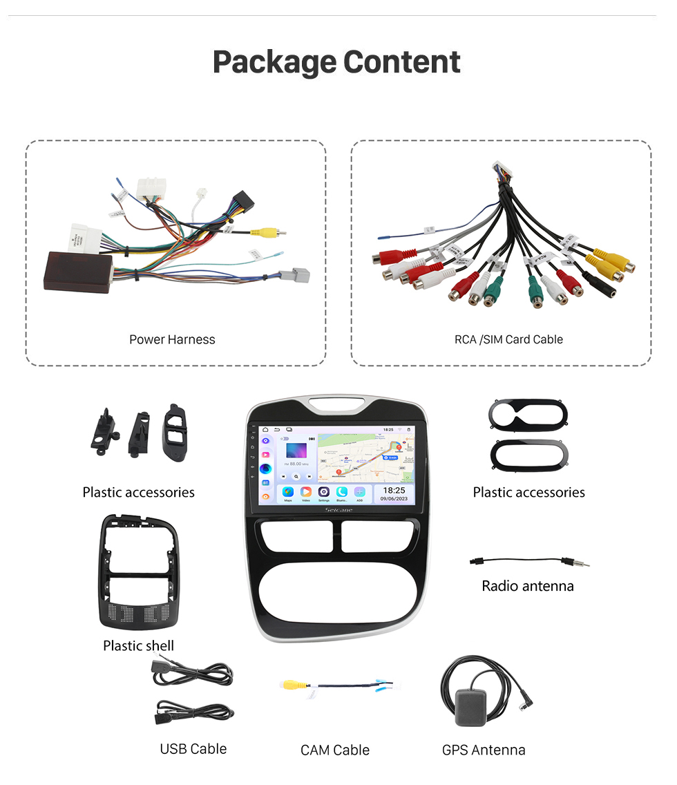 Seicane Para 2017 Renault Clio Radio 9 pulgadas Android 10.0 HD Pantalla táctil Sistema de navegación GPS con soporte Bluetooth Carplay OBD2