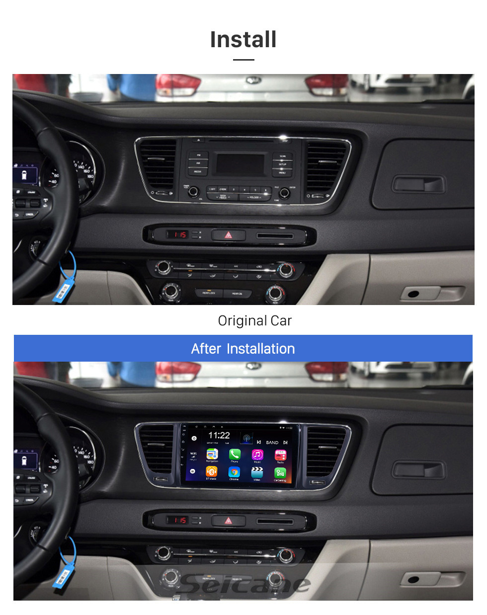 Seicane HD Touchscreen 9 inch for 2014 2015 2016-2019 Kia Carnival/Sedona Radio Android 13.0 GPS Navigation System with Bluetooth support Carplay Seicane HD Touchscreen 9 inch for 2014 2015 2016-2019 Kia Carnival/Sedona Radio Android 13.0 GPS Navigation System with Bluetooth support Carplay