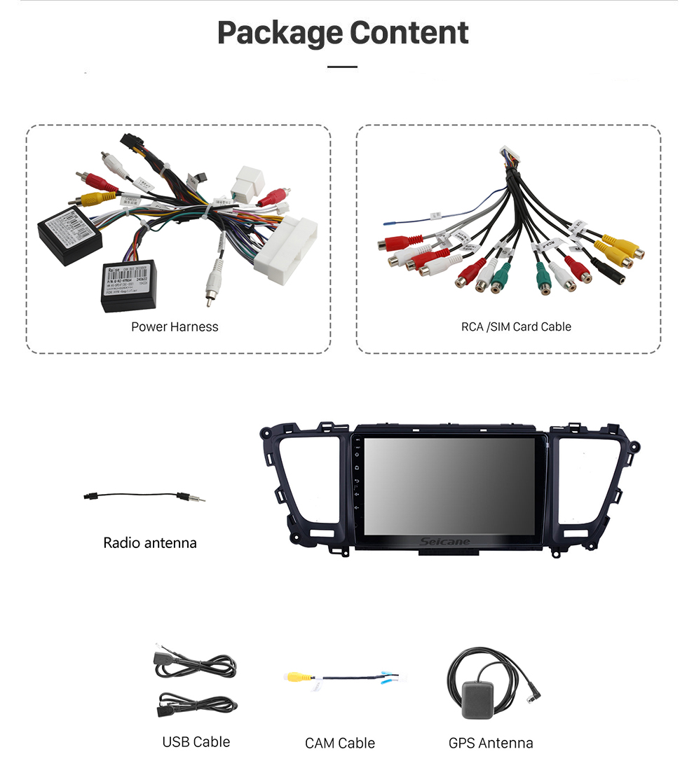 Seicane Écran tactile HD 9 pouces pour 2014 2015 2016-2019 Kia Carnival / Sedona Radio Android 10.0 Système de navigation GPS avec prise en charge Bluetooth Carplay