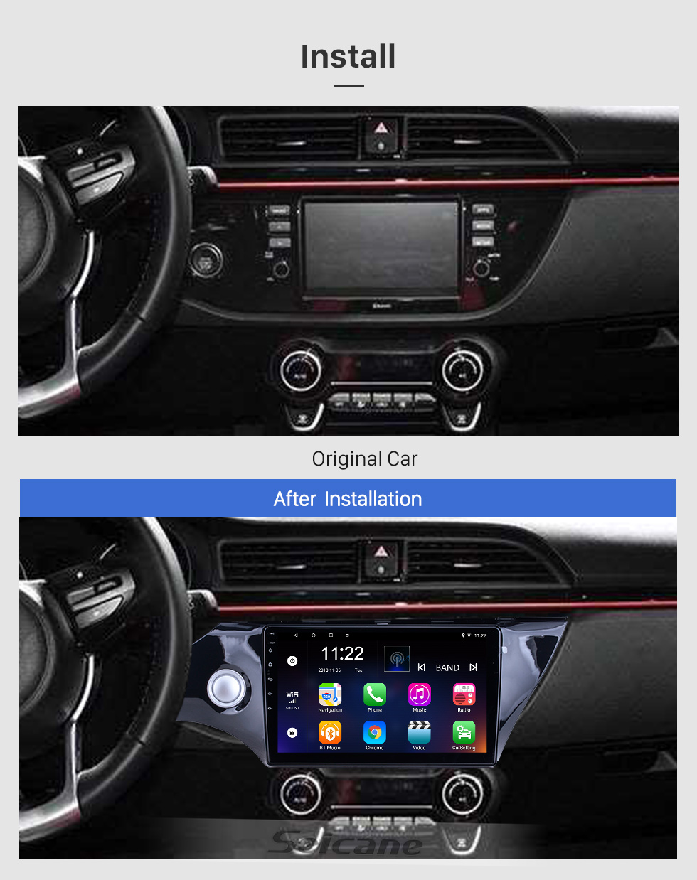Seicane Écran tactile HD 10,1 pouces pour 2017 2018 Kia K2 Radio Android 10.0 Système de navigation GPS avec prise en charge Bluetooth Carplay Caméra arrière