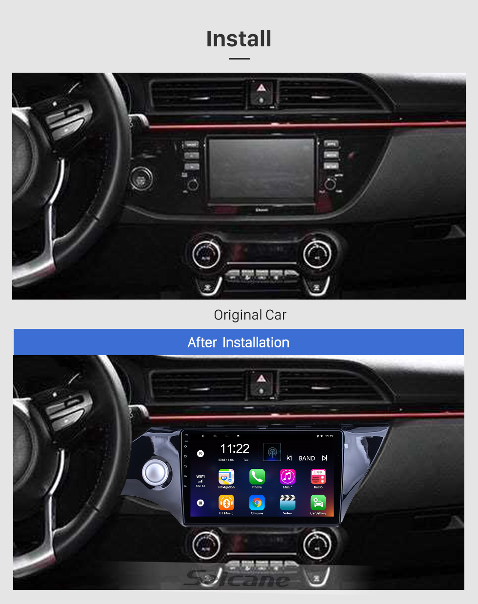 Seicane HD Touchscreen 10.1 polegada para 2017 2018 Kia K2 Radio Android 10.0 Sistema de Navegação GPS com suporte Bluetooth Carplay Câmera traseira