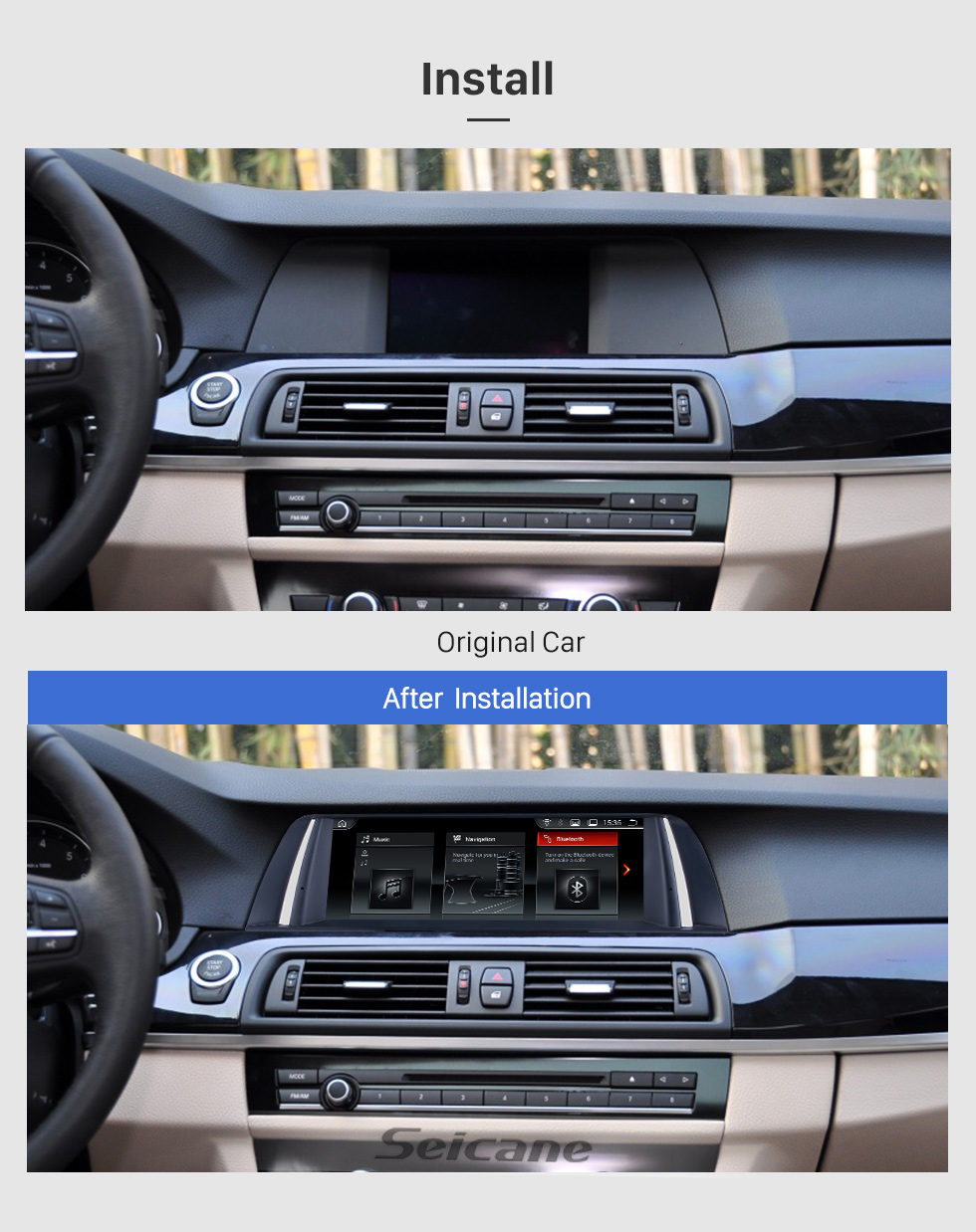 Seicane 10,25 polegadas HD Touchscreen Android 9.0 2011 2012 BMW 5 Série F10 / F11 CIC Unidade de cabeça estéreo de carro Navegação GPS Navegação Bluetooth Telefone Bluetooth Suporte MP3 Controle de volante Câmera de backup WIFI Seicane 10,25 polegadas HD Touchscreen Android 9.0 2011 2012 BMW 5 Série F10 / F11 CIC Unidade de cabeça estéreo de carro Navegação GPS Navegação Bluetooth Telefone Bluetooth Suporte MP3 Controle de volante Câmera de backup WIFI