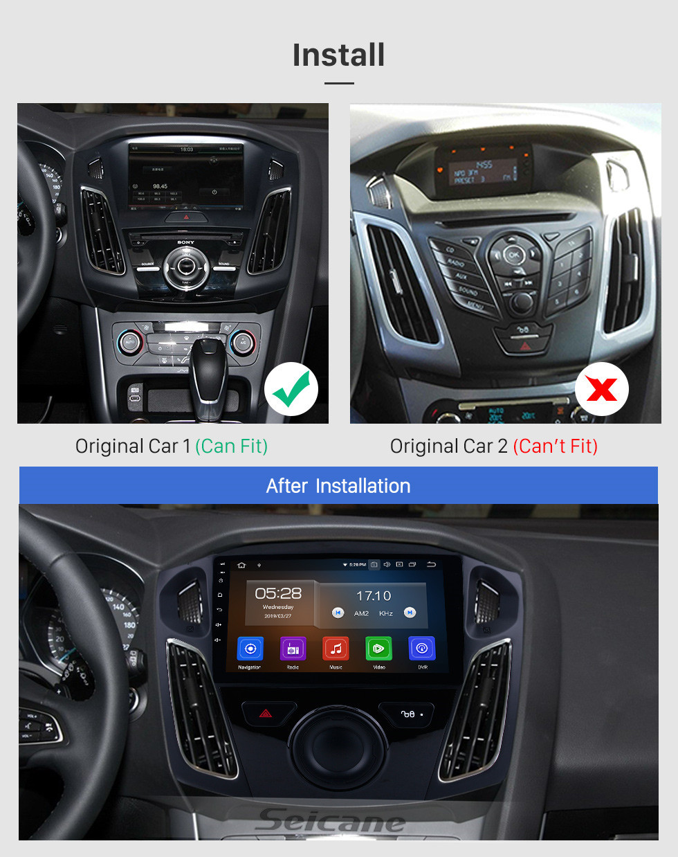 Seicane Android 10.0 9 inch for 2012-2015 Ford Focus HD Touchscreen GPS Navigation Radio with Bluetooth USB Music Carplay WIFI support Mirror Link Rearview camera Seicane Android 10.0 9 inch for 2012-2015 Ford Focus HD Touchscreen GPS Navigation Radio with Bluetooth USB Music Carplay WIFI support Mirror Link Rearview camera