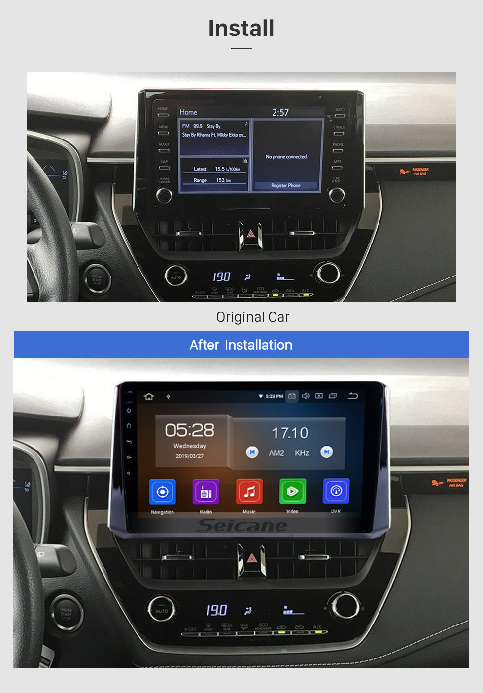 Seicane 10,1-дюймовый GPS-навигатор Android 10.0 2019 Toyota Corolla Поддержка Радио IPS Полный экран 3G Wi-Fi Bluetooth OBD2 Управление рулевого колеса Seicane 10,1-дюймовый GPS-навигатор Android 10.0 2019 Toyota Corolla Поддержка Радио IPS Полный экран 3G Wi-Fi Bluetooth OBD2 Управление рулевого колеса