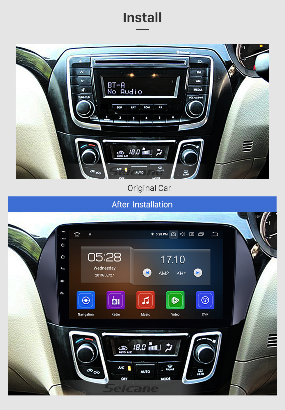 Seicane 2016 Suzuki Alivio Android 10.0 Pantalla táctil HD Radio Reproductor de DVD Sistema de navegación GPS Soporte Bluetooth Enlace espejo OBD2 DVR TV 4G WIFI Control del volante USB