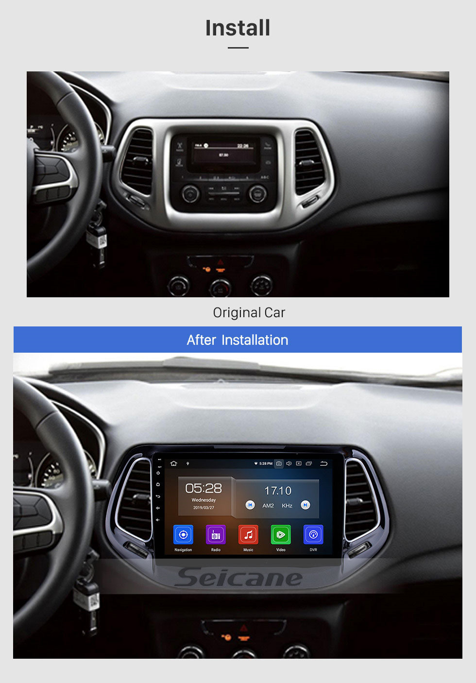 Seicane Android 10.0 Navigation GPS pour 2017 Jeep Compass 10,1 pouces HD Écran tactile Multimédia Radio Bluetooth MP5 musique Lien de miroir WIFI Support USB 4G Carplay SWC OBD2 Rearview Seicane Android 10.0 Navigation GPS pour 2017 Jeep Compass 10,1 pouces HD Écran tactile Multimédia Radio Bluetooth MP5 musique Lien de miroir WIFI Support USB 4G Carplay SWC OBD2 Rearview