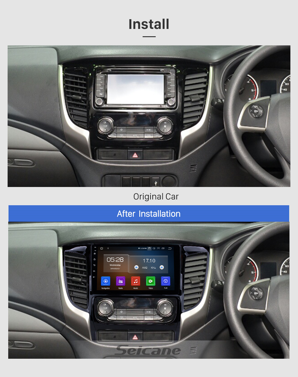 Seicane 2015 Mitsubishi TRITON Auto A/C 9 Inch Android 10.0 Radio GPS Navigation with HD Touchscreen Bluetooth WIFI Mirror Link USB AUX RDS Steering Wheel Control Seicane 2015 Mitsubishi TRITON Auto A/C 9 Inch Android 10.0 Radio GPS Navigation with HD Touchscreen Bluetooth WIFI Mirror Link USB AUX RDS Steering Wheel Control