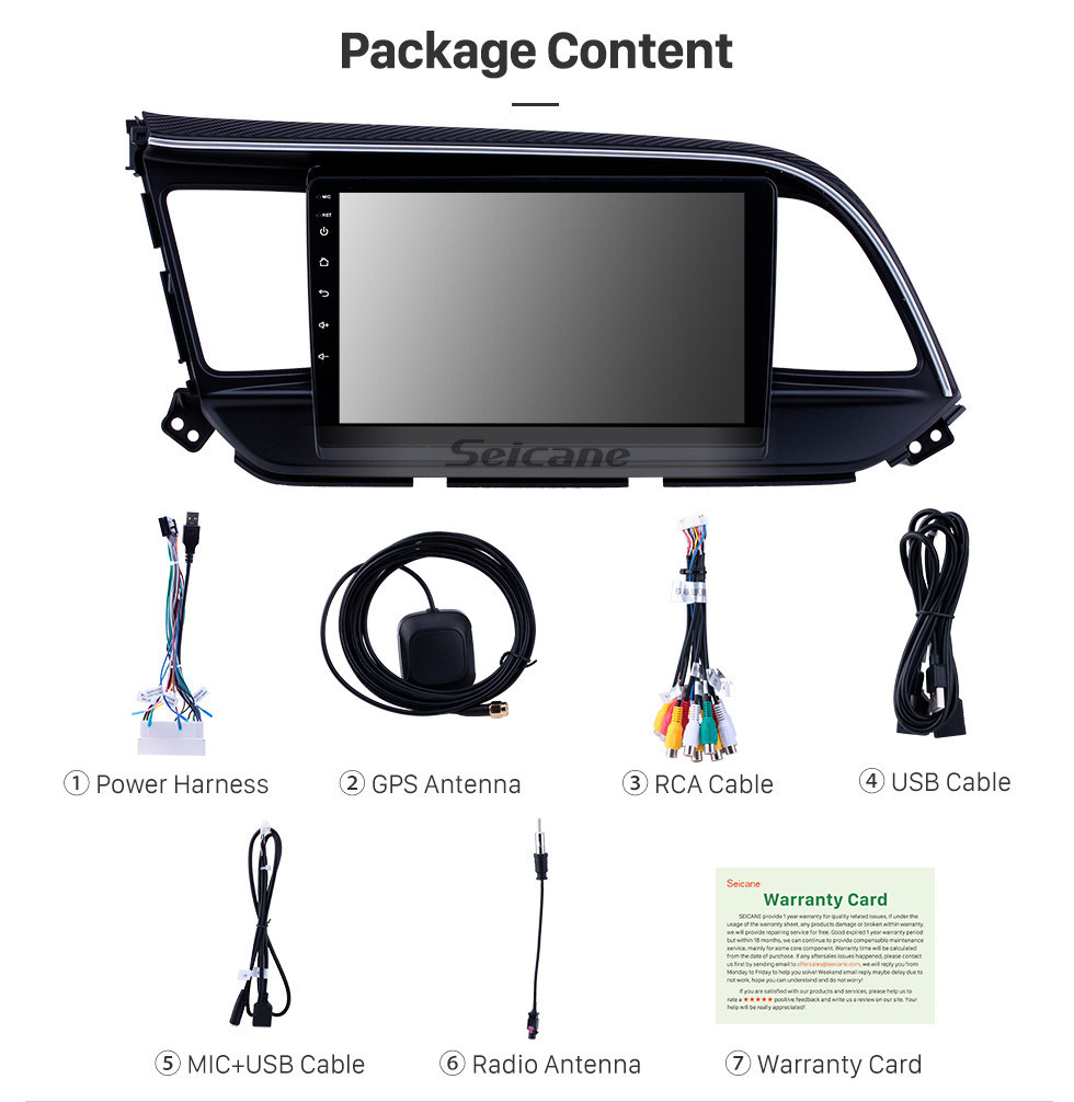 Seicane 2016 Hyundai Elantra LHD Aftermarket Android 10.0 9 pulgadas Navegación GPS Radio Bluetooth Reproductor multimedia Carplay Música Soporte AUX Cámara de respaldo 1080P Seicane 2016 Hyundai Elantra LHD Aftermarket Android 10.0 9 pulgadas Navegación GPS Radio Bluetooth Reproductor multimedia Carplay Música Soporte AUX Cámara de respaldo 1080P