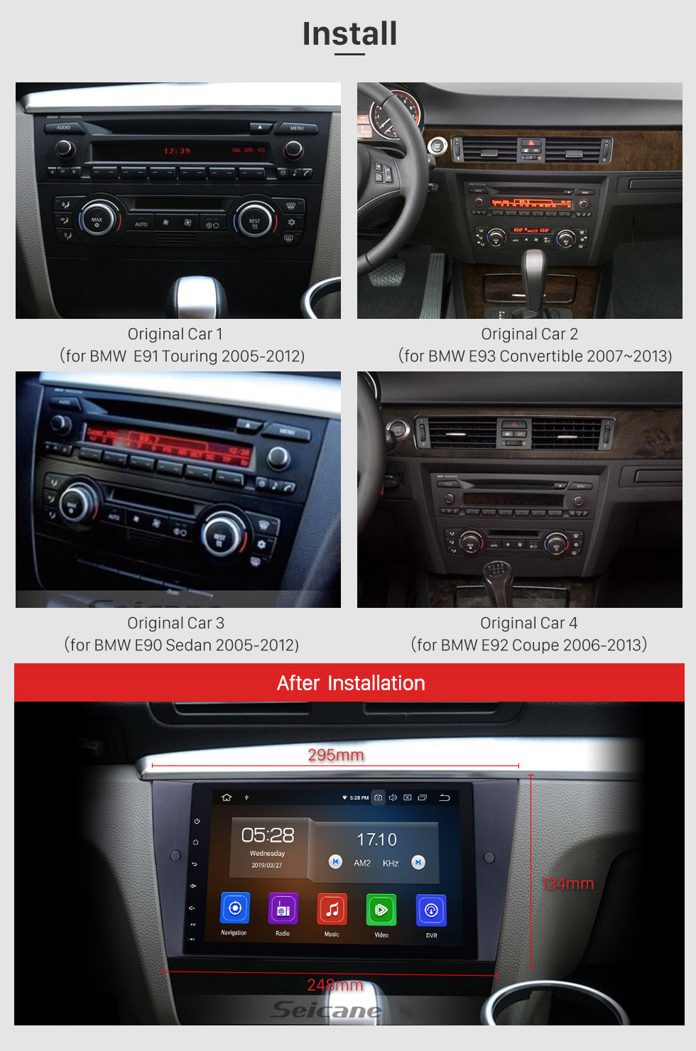Seicane 9 inch Android 10.0 GPS Navigation System Radio for 2005-2012 BMW 3 Series E90 E91 E92 E93 316i 318i 320i 320si 323i 325i 328i 330i 335i 335is M3 316d 318d 320d 325d 330d 335d with HD Touchscreen Bluetooth Carplay support Steering Wheel Control Seicane 9 inch Android 10.0 GPS Navigation System Radio for 2005-2012 BMW 3 Series E90 E91 E92 E93 316i 318i 320i 320si 323i 325i 328i 330i 335i 335is M3 316d 318d 320d 325d 330d 335d with HD Touchscreen Bluetooth Carplay support Steering Wheel Control