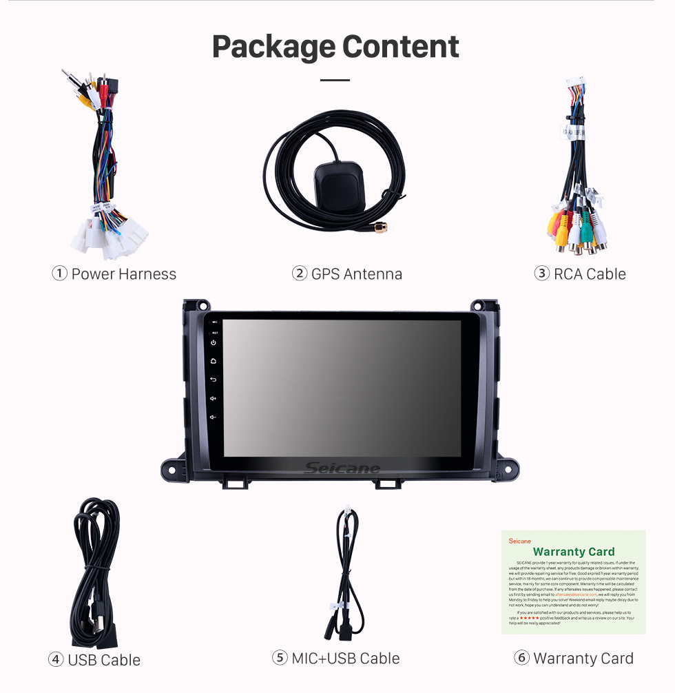 Seicane 9 inch 2009-2014 Toyota Sienna Android 10.0 GPS Navigation Radio Bluetooth HD Touchscreen AUX Carplay Music support 1080P Video Digital TV Rear camera Seicane 9 inch 2009-2014 Toyota Sienna Android 10.0 GPS Navigation Radio Bluetooth HD Touchscreen AUX Carplay Music support 1080P Video Digital TV Rear camera