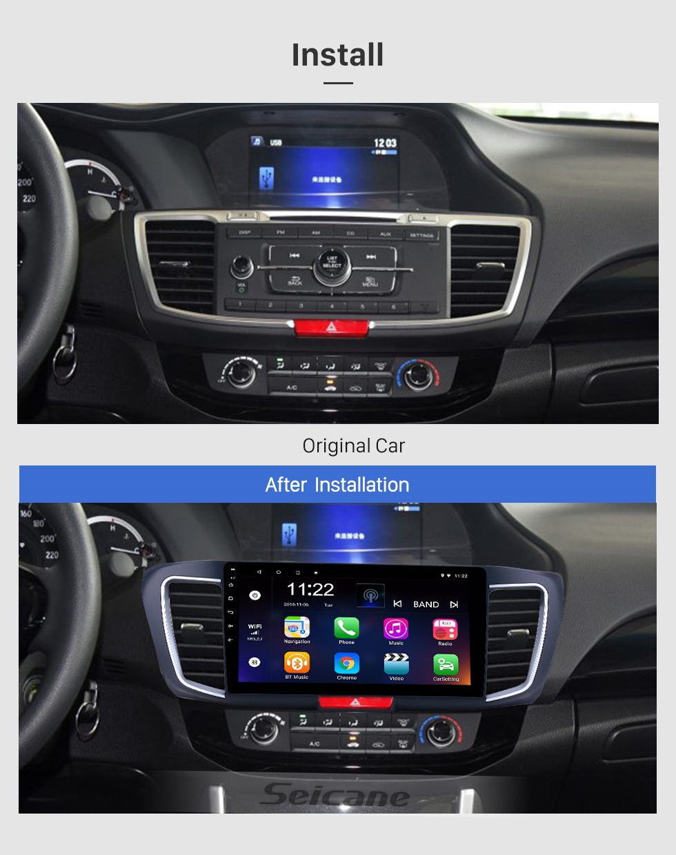 Seicane 10.1 pulgadas Android 10.0 Radio de navegación GPS para 2013 Honda Accord 9 Versión baja Bluetooth HD Pantalla táctil WIFI Carplay soporte Cámara de respaldo Seicane 10.1 pulgadas Android 10.0 Radio de navegación GPS para 2013 Honda Accord 9 Versión baja Bluetooth HD Pantalla táctil WIFI Carplay soporte Cámara de respaldo