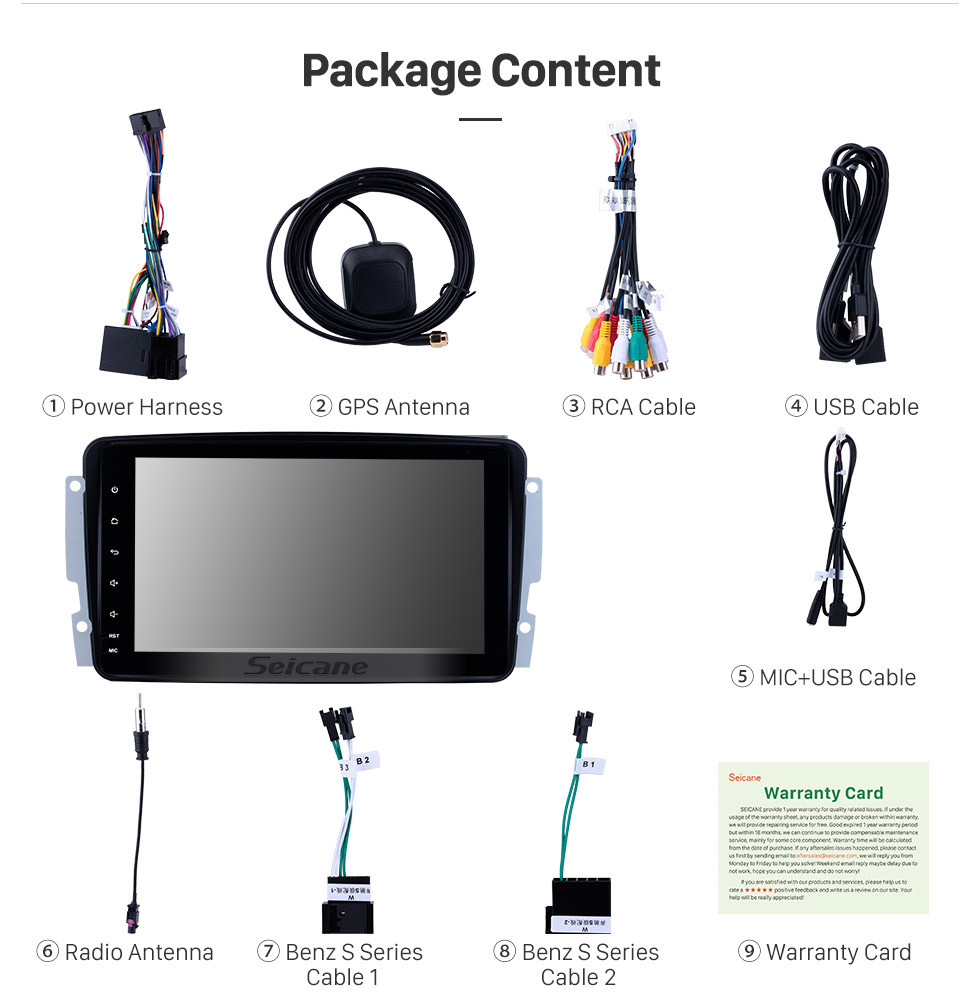 Seicane Pantalla táctil HD de 8 pulgadas 1998-2004 Mercedes-Benz CLK clase W209 CLK200 CLK230 CLK320 CLK430 CLK55 Android 10.0 Navegación GPS Radio Bluetooth USB WIFI Soporte estéreo TV digital DVR Cámara de visión trasera 1080P Video Mirror Link Seicane Pantalla táctil HD de 8 pulgadas 1998-2004 Mercedes-Benz CLK clase W209 CLK200 CLK230 CLK320 CLK430 CLK55 Android 10.0 Navegación GPS Radio Bluetooth USB WIFI Soporte estéreo TV digital DVR Cámara de visión trasera 1080P Video Mirror Link