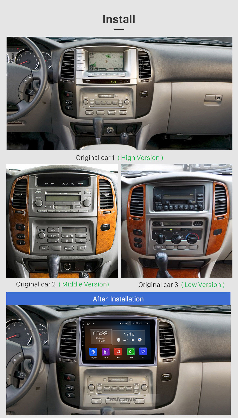 Seicane 10.1 inch Android 10.0 Radio for 2003-2008 Toyota Land Cruiser 100 Auto A/C Bluetooth Touchscreen GPS Navigation Carplay USB AUX support TPMS DAB+ SWC Seicane 10.1 inch Android 10.0 Radio for 2003-2008 Toyota Land Cruiser 100 Auto A/C Bluetooth Touchscreen GPS Navigation Carplay USB AUX support TPMS DAB+ SWC