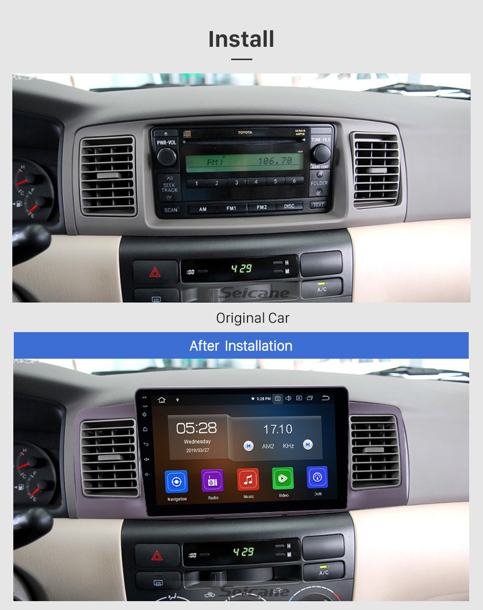 Seicane OEM 9 inch Android 10.0 Radio for 2006-2013 Toyota Corolla Bluetooth HD Touchscreen GPS Navigation Carplay support Rear camera Seicane OEM 9 inch Android 10.0 Radio for 2006-2013 Toyota Corolla Bluetooth HD Touchscreen GPS Navigation Carplay support Rear camera