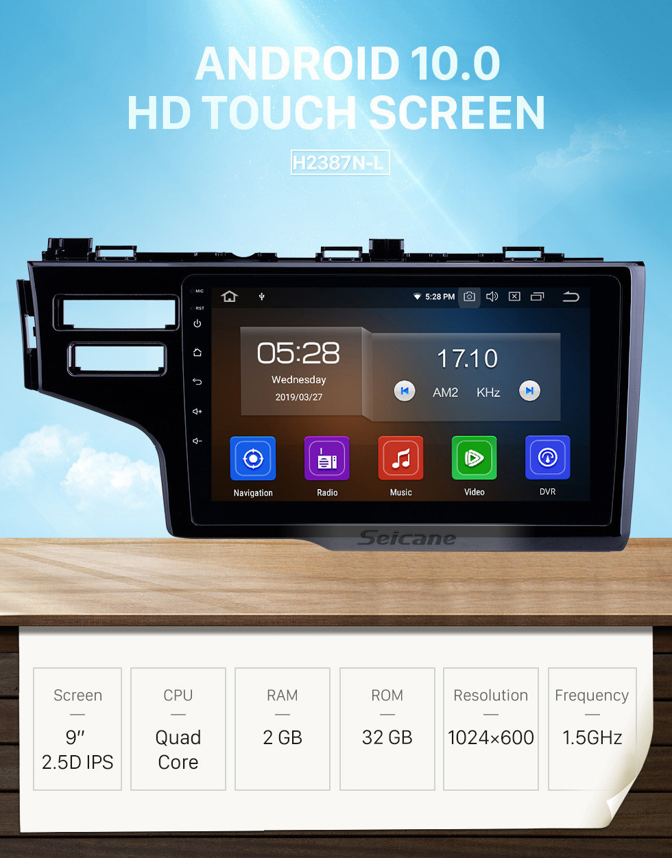 Seicane 2013-2015 Honda Fit LHD Android 10.0 9 inch GPS Navigation Radio Bluetooth HD Touchscreen USB Carplay support DVR DAB+ OBD2 SWC Seicane 2013-2015 Honda Fit LHD Android 10.0 9 inch GPS Navigation Radio Bluetooth HD Touchscreen USB Carplay support DVR DAB+ OBD2 SWC