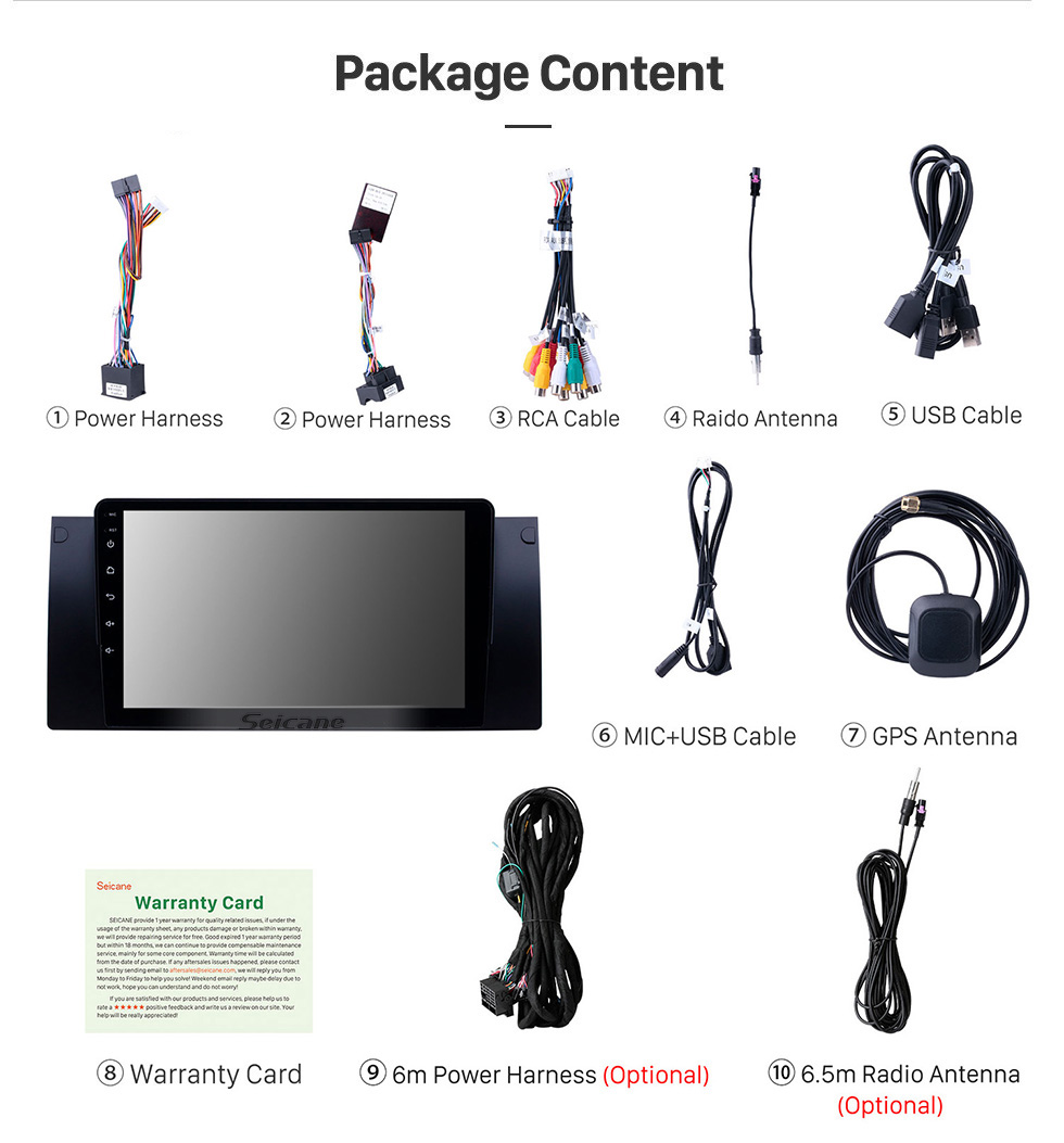 Seicane HD Touchscreen 1995-2003 BMW 5 Series E39/X5 E53 Android 10.0 9 inch GPS Navigation Radio Bluetooth Carplay support OBD2 DVR Seicane HD Touchscreen 1995-2003 BMW 5 Series E39/X5 E53 Android 10.0 9 inch GPS Navigation Radio Bluetooth Carplay support OBD2 DVR