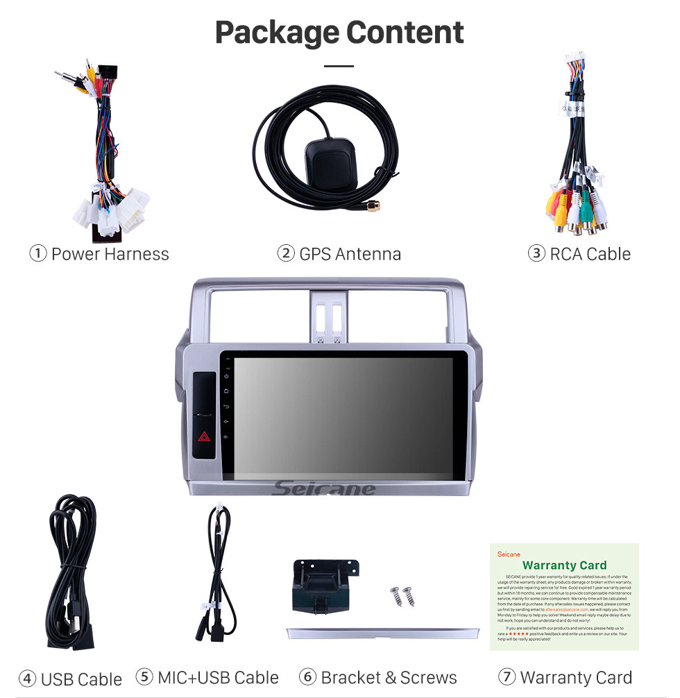 Seicane 2014 Toyota Prado 10.1 inch Android 10.0 HD Touchscreen Bluetooth Radio with GPS Navigation Carplay support Steering Wheel Control Seicane 2014 Toyota Prado 10.1 inch Android 10.0 HD Touchscreen Bluetooth Radio with GPS Navigation Carplay support Steering Wheel Control