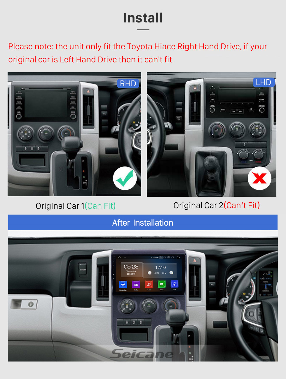 Seicane 10,1 дюймов для 2019 Toyota Hiace RHD радио Android 10.0 GPS навигационная система Bluetooth HD с сенсорным экраном Carplay поддержка цифрового телевидения Seicane 10,1 дюймов для 2019 Toyota Hiace RHD радио Android 10.0 GPS навигационная система Bluetooth HD с сенсорным экраном Carplay поддержка цифрового телевидения