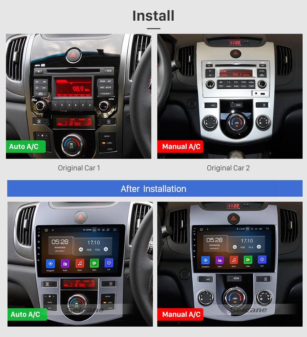 Seicane For 2008-2011 KIA Forte (MT) GPS Navigation System Android 10.0 Radio Touch Screen Multimedia Player Bluetooth Music Steering Wheel Control TPMS DVR OBD Mirror Link Rearview Camera WiFi Seicane For 2008-2011 KIA Forte (MT) GPS Navigation System Android 10.0 Radio Touch Screen Multimedia Player Bluetooth Music Steering Wheel Control TPMS DVR OBD Mirror Link Rearview Camera WiFi