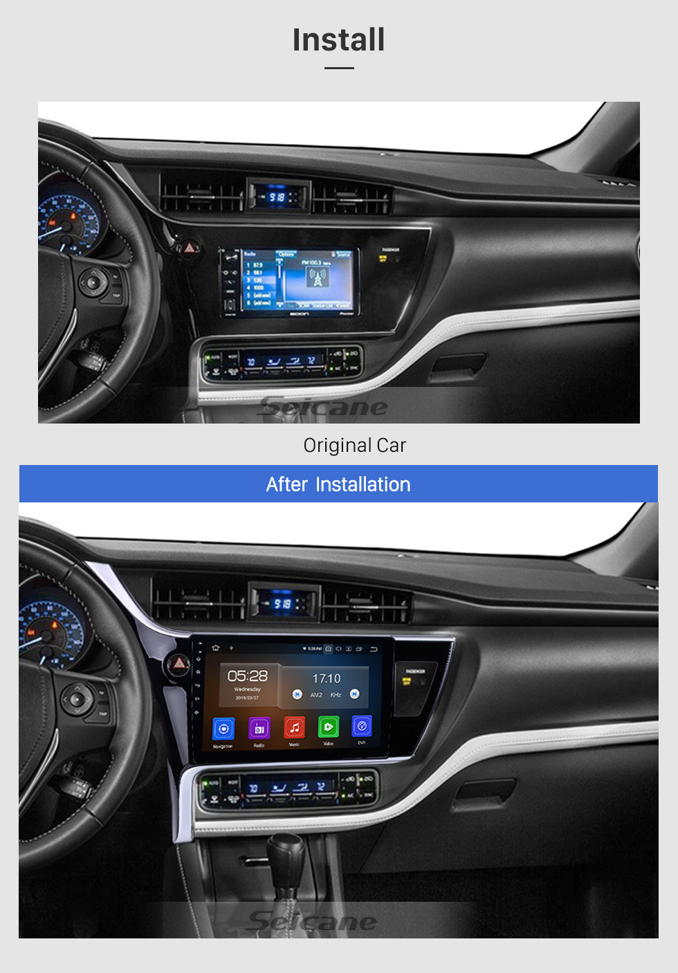 Seicane 10,1 polegadas Android 10.0 Para 2017 Toyota Corolla Mão esquerda Condução HD Touchscreen Navegação GPS Multimídia Rádio Bluetooth FM Música Wifi SWC RCA Suporte Câmera Retrovisor DVR 1080P Vídeo DVD Player Seicane 10,1 polegadas Android 10.0 Para 2017 Toyota Corolla Mão esquerda Condução HD Touchscreen Navegação GPS Multimídia Rádio Bluetooth FM Música Wifi SWC RCA Suporte Câmera Retrovisor DVR 1080P Vídeo DVD Player