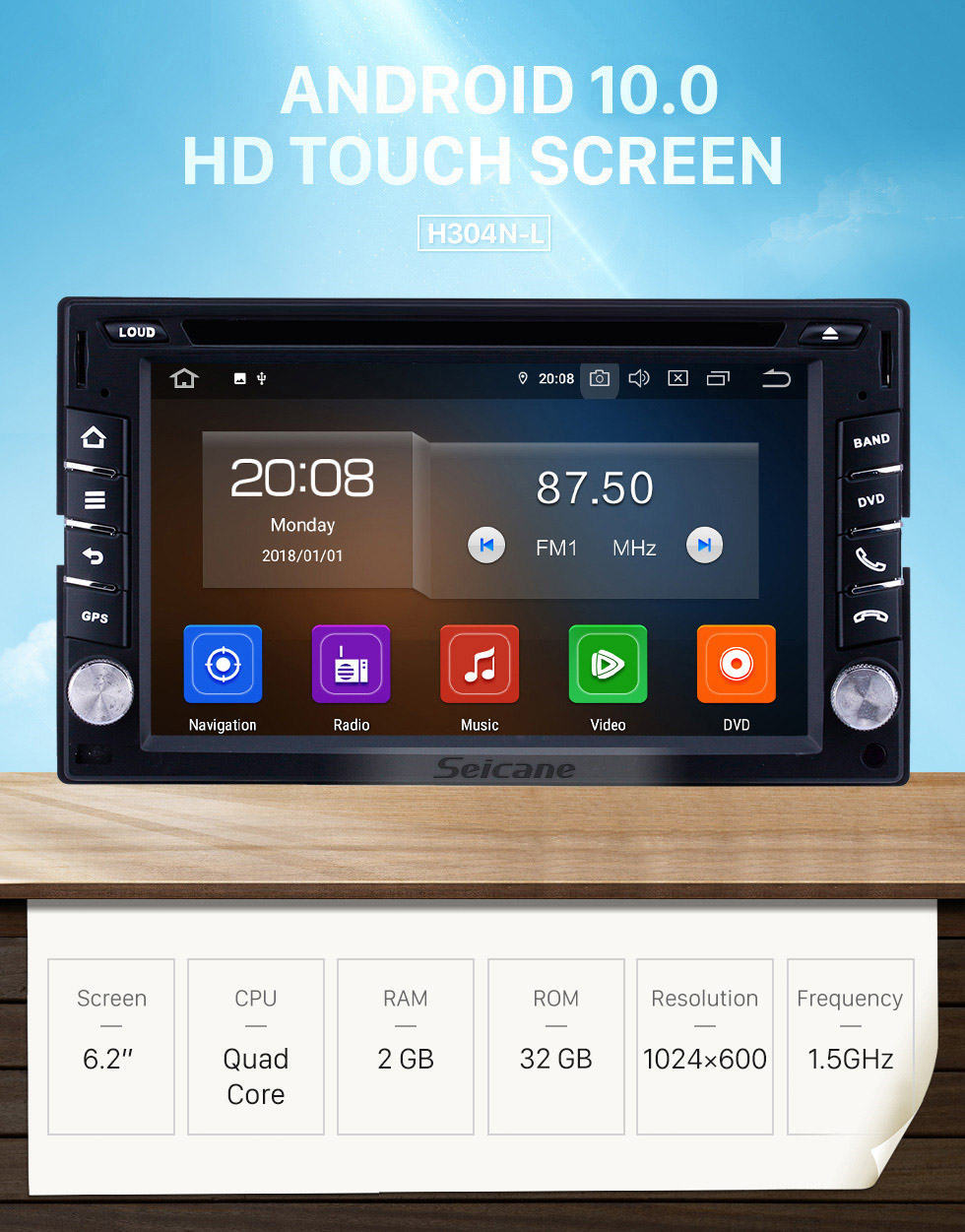 Seicane 6,2 Zoll GPS Navigation Universal Radio Android 10.0 Bluetooth HD Touchscreen AUX Carplay Musik Unterstützung 1080P Digital TV Rückfahrkamera Seicane 6,2 Zoll GPS Navigation Universal Radio Android 10.0 Bluetooth HD Touchscreen AUX Carplay Musik Unterstützung 1080P Digital TV Rückfahrkamera