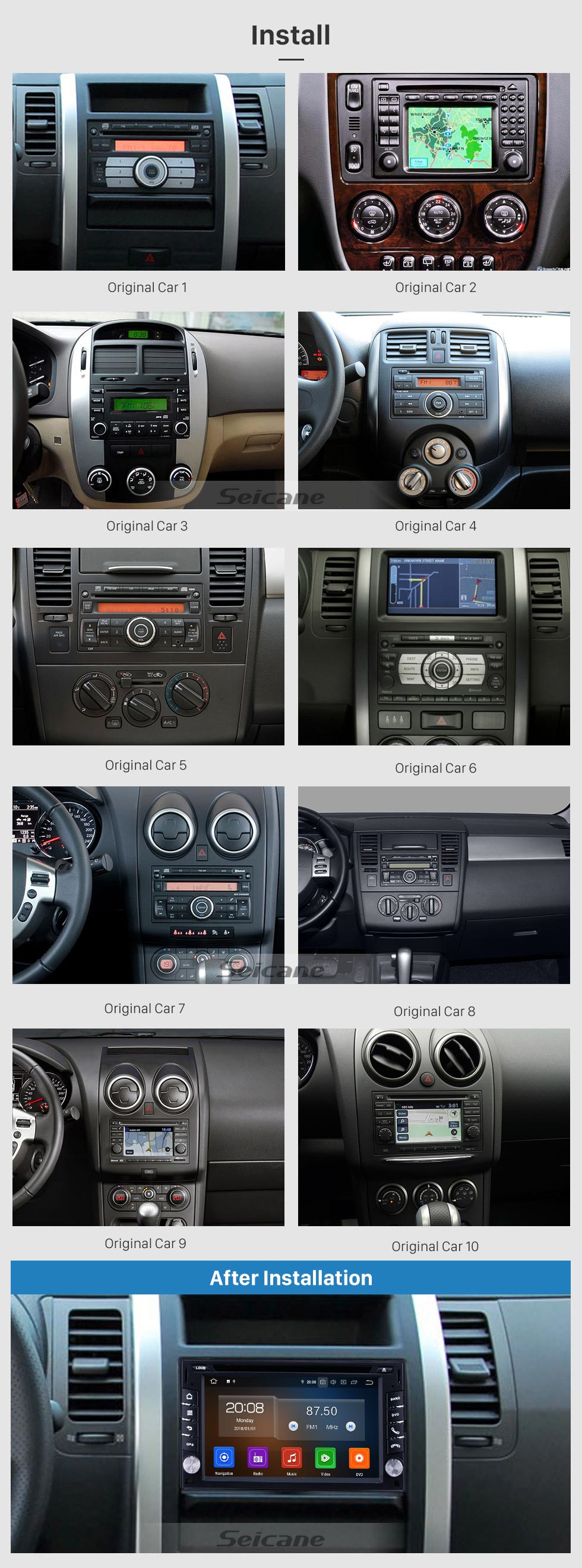 Seicane 6,2 Zoll GPS Navigation Universal Radio Android 10.0 Bluetooth HD Touchscreen AUX Carplay Musik Unterstützung 1080P Digital TV Rückfahrkamera Seicane 6,2 Zoll GPS Navigation Universal Radio Android 10.0 Bluetooth HD Touchscreen AUX Carplay Musik Unterstützung 1080P Digital TV Rückfahrkamera