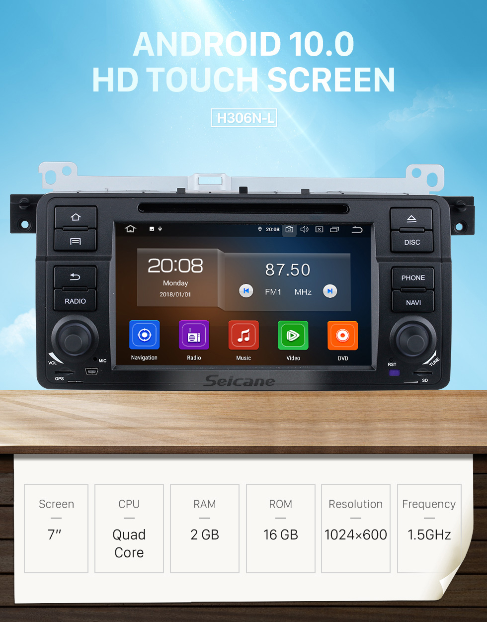 Para BMW E46 M3 Radio Android 11 GPS SAT NAV auto estéreo de 7" HD con Bluetooth 4G 