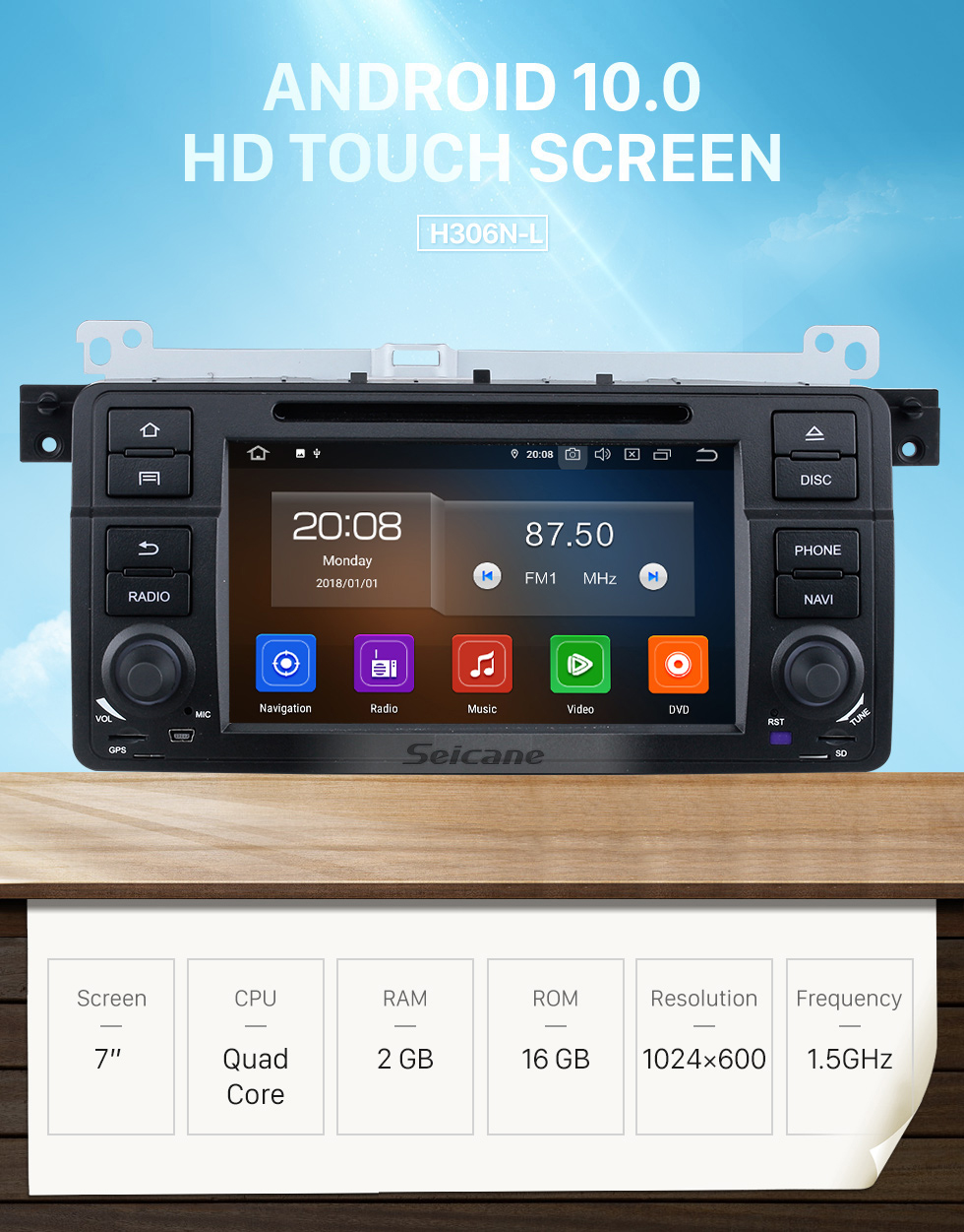 Seicane 7 Zoll Android 10.0 GPS Navigationsradio für 1998-2006 BMW 3er E46 M3 mit HD Touchscreen Carplay Bluetooth Musik USB Unterstützung Mirror Link Backup Kamera Seicane 7 Zoll Android 10.0 GPS Navigationsradio für 1998-2006 BMW 3er E46 M3 mit HD Touchscreen Carplay Bluetooth Musik USB Unterstützung Mirror Link Backup Kamera