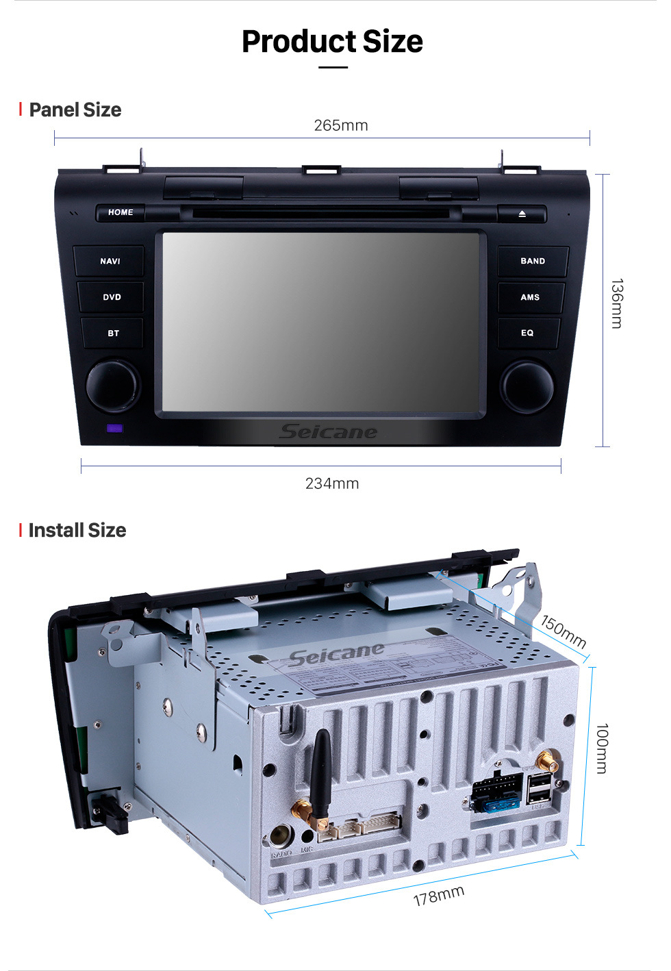 Seicane 7 polegadas Android 10.0 Rádio de Navegação GPS para 2007-2009 Mazda 3 com HD Touchscreen Carplay Suporte Bluetooth Câmera traseira Câmera Digital TV