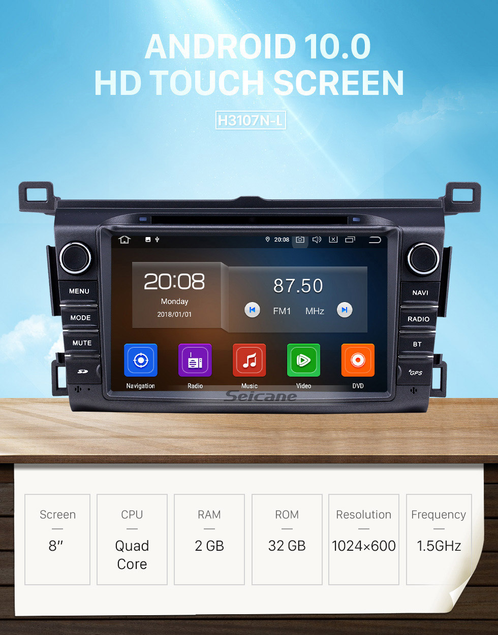 Seicane Radio de navegación GPS Android 10.0 de 8 pulgadas para Toyota RAV4 2013-2016 con Carplay Bluetooth WIFI Soporte USB Enlace espejo Seicane Radio de navegación GPS Android 10.0 de 8 pulgadas para Toyota RAV4 2013-2016 con Carplay Bluetooth WIFI Soporte USB Enlace espejo