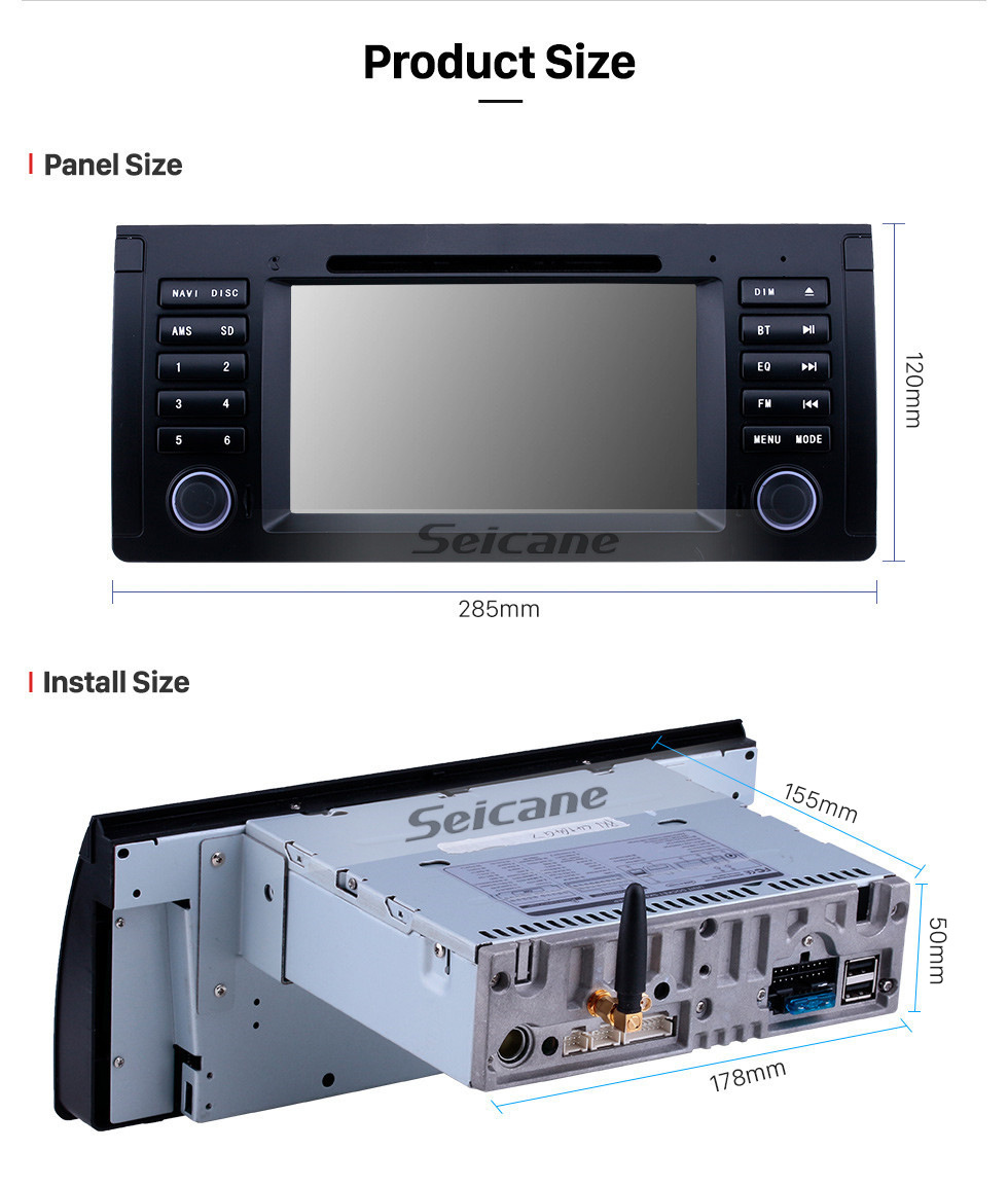 Seicane 7 pouces Android 10.0 Radio pour 1996-2003 BMW X5 E53 Bluetooth Wifi HD Écran tactile Navigation GPS Carplay USB support TPMS Mirror Link