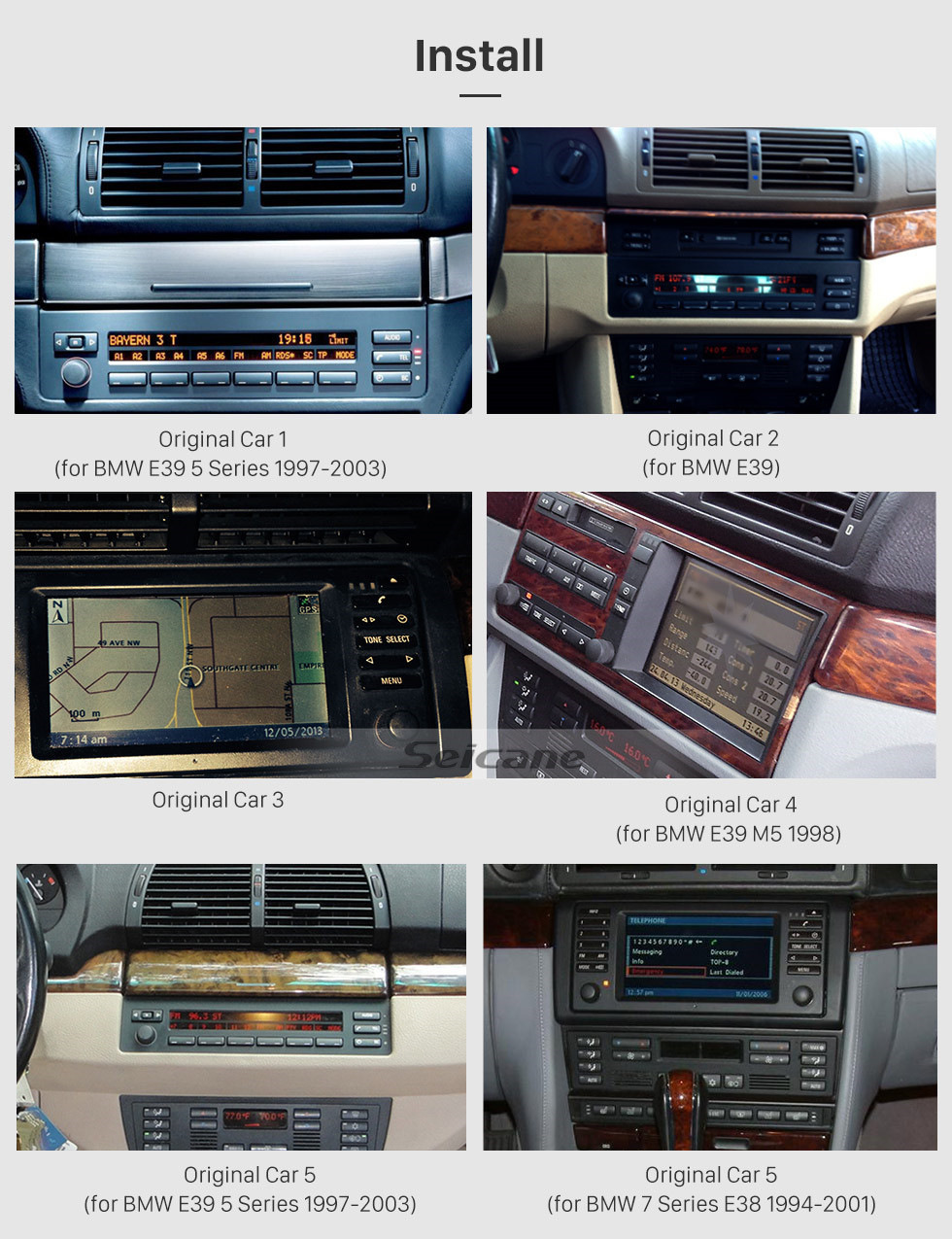 Seicane 7 pouces Android 10.0 Radio de navigation GPS pour 1996-2003 BMW Série 5 E39 avec Bluetooth Wifi HD Écran tactile Carplay support TV numérique OBD2