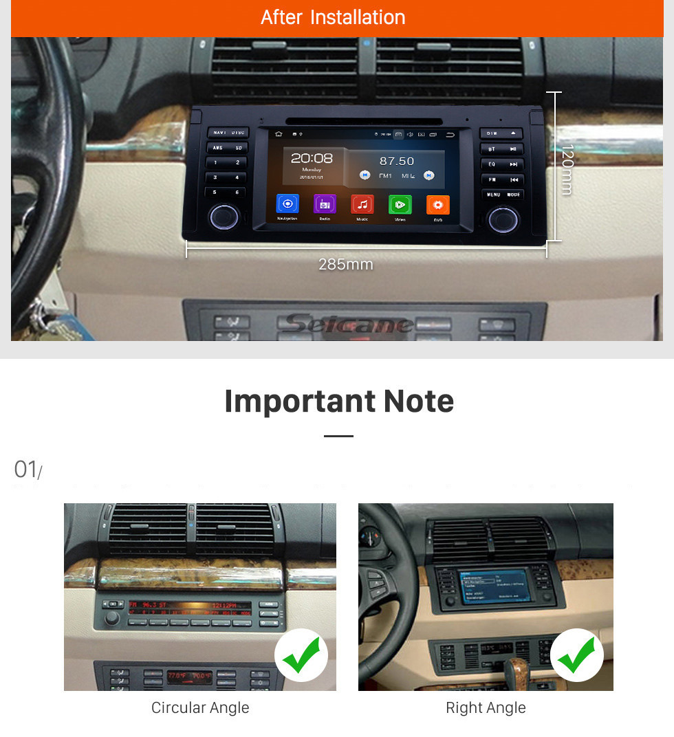 Seicane 7 pouces Android 10.0 Radio de navigation GPS pour 1996-2003 BMW Série 5 E39 avec Bluetooth Wifi HD Écran tactile Carplay support TV numérique OBD2