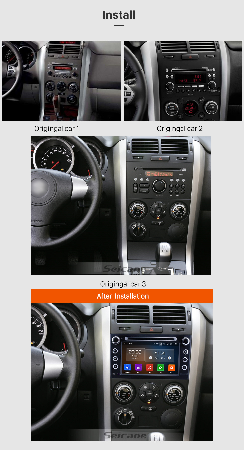 Seicane HD Touchscreen 7 inch Android 10.0 Radio for 2006-2010 Suzuki Grand Vitara with GPS Navigation Carplay Bluetooth support Digital TV
