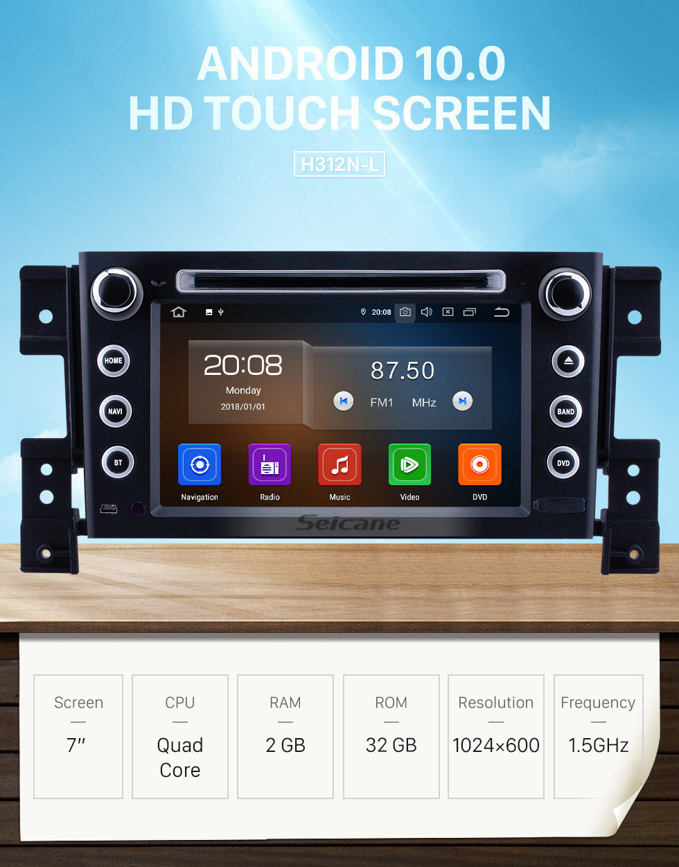 Seicane HD Touchscreen 7 polegadas Android 10.0 Radio para 2006-2010 Suzuki Grand Vitara com GPS Navegação Carplay suporte Bluetooth TV Digital