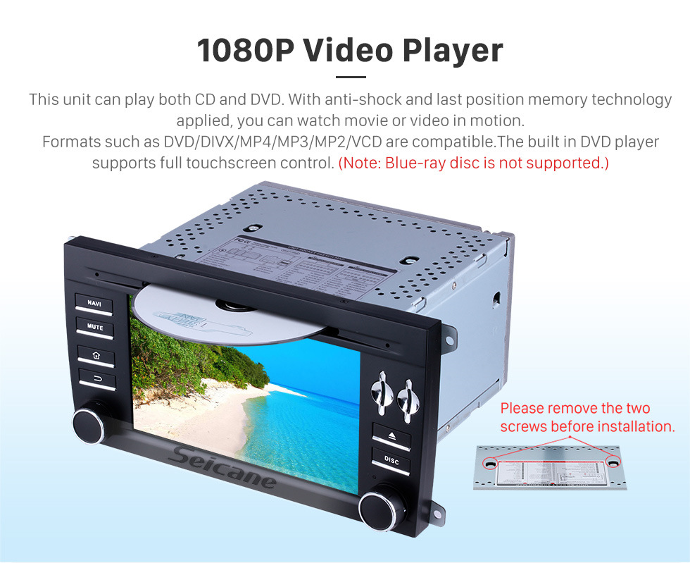 Seicane HD 1024 * 600 écran tactile 2003-2011 Porsche Cayenne Android 10.0 Radio Remplacement avec Aftermarket GPS DVD Player 3G WiFi Bluetooth Music Mirror Link OBD2 Caméra de recul DVR AUX MP3 MP4 HD 1080P