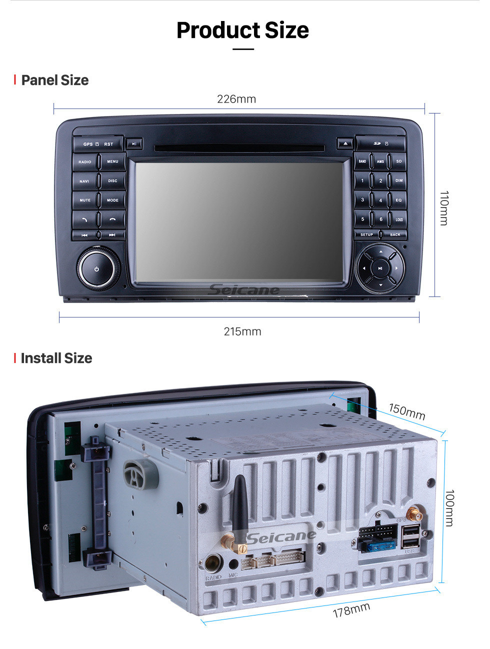 Seicane 7 pulgadas Android 10.0 para 2006-2011 2012 2013 Mercedes Benz Clase R W251 R280 R300 R320 R350 R500 R63 Radio con pantalla táctil HD Navegación GPS Carplay Soporte Bluetooth 1080P