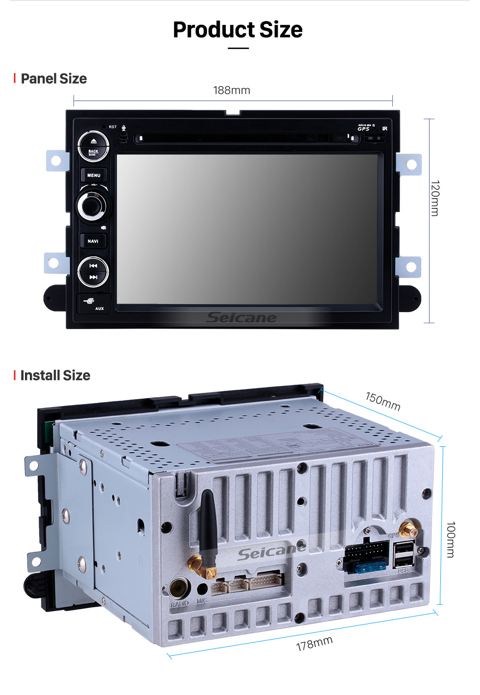 Seicane 7 pulgadas 2006-2009 Ford Fusion / Explorer 2007-2009 Edge / Expedition / Mustang Android 10.0 Radio de navegación GPS Bluetooth HD Pantalla táctil WIFI Carplay compatible Cámara de respaldo