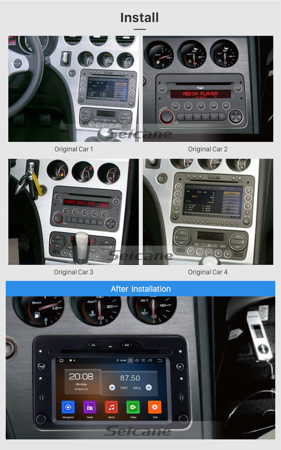 Seicane OEM 7 pouces Android 10.0 à partir de 2005 Alfa Romeo 159 Radio Bluetooth HD Système de navigation GPS à écran tactile Support Carplay DVR 1080P Seicane OEM 7 pouces Android 10.0 à partir de 2005 Alfa Romeo 159 Radio Bluetooth HD Système de navigation GPS à écran tactile Support Carplay DVR 1080P