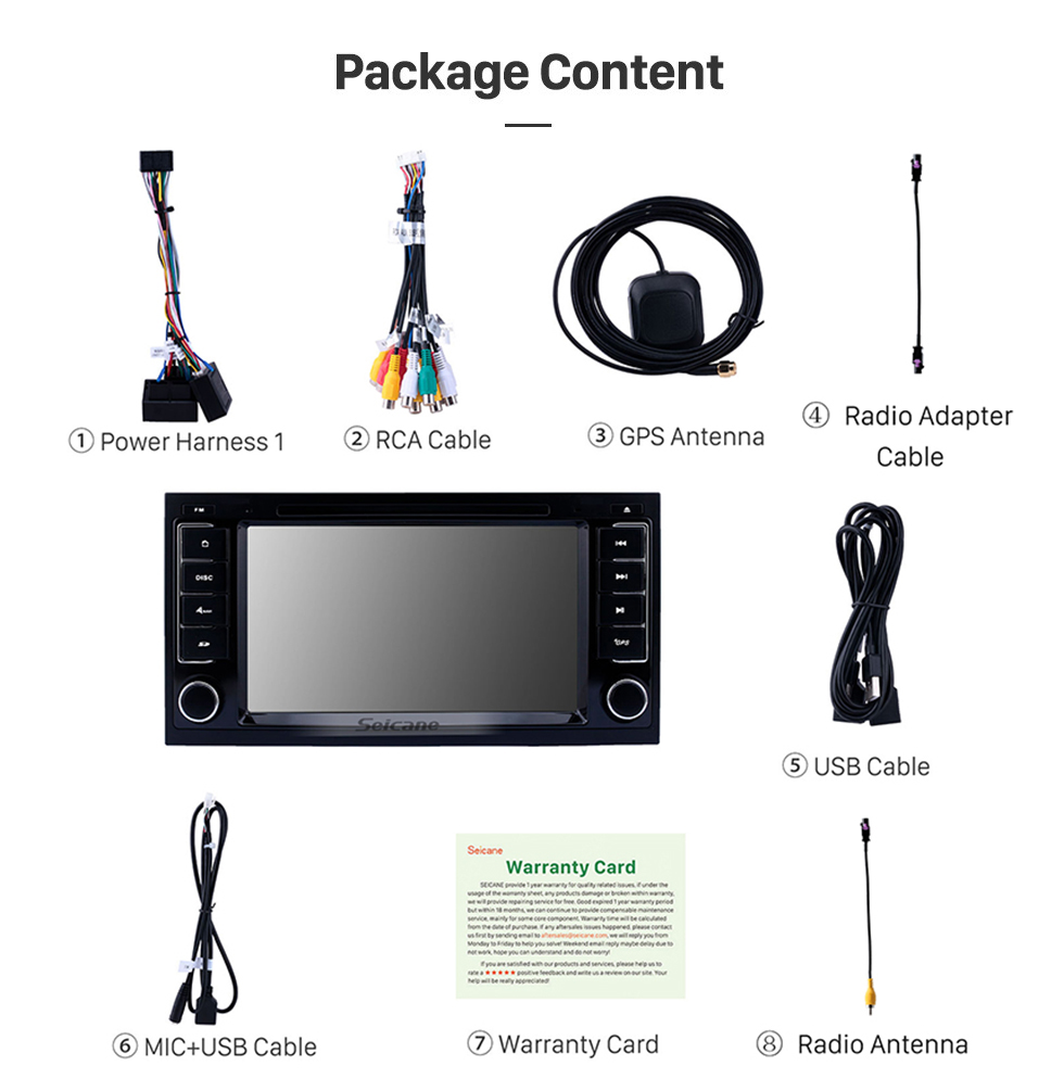 Seicane Radio de pantalla táctil Android 10.0 de 7 pulgadas para VW Volkswagen 2004-2011 Touareg 2009 T5 Multivan / Transporter con navegación GPS Carplay Soporte Bluetooth Bluetooth Cámara de respaldo