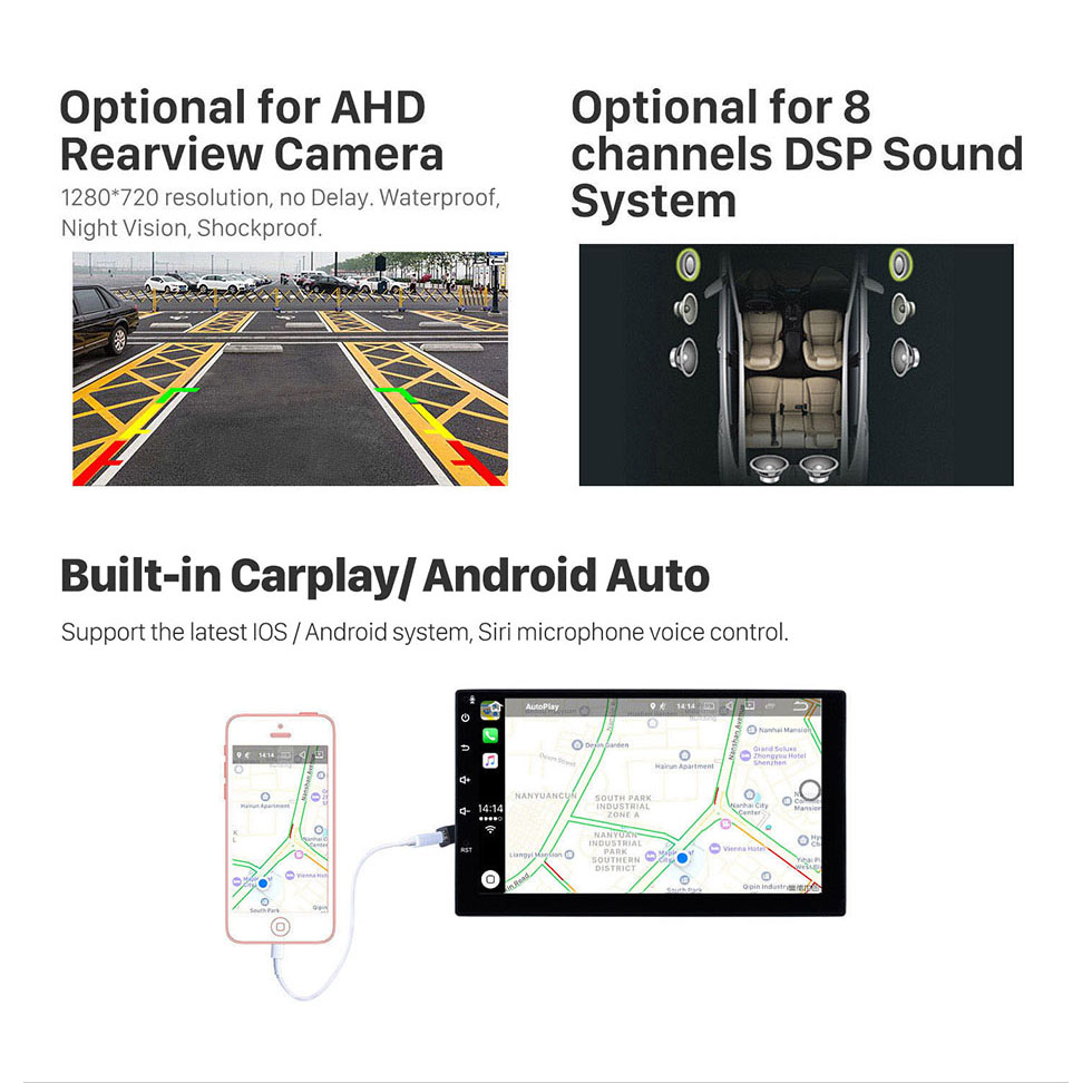 Seicane Écran tactile HD 8 pouces Android 10.0 pour 2011 2012 2013 Ford Focus avec système de navigation GPS Radio Support Bluetooth Carplay TV numérique